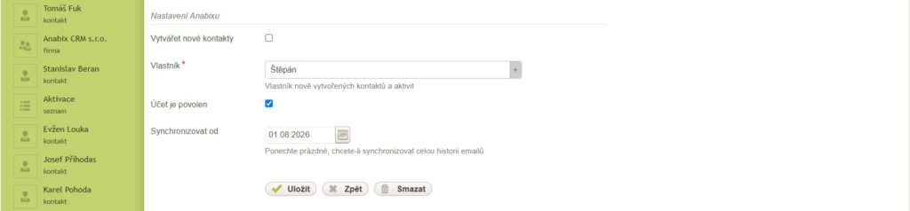 Nastaveni e-mailove schranky v&nbsp;Anabixu