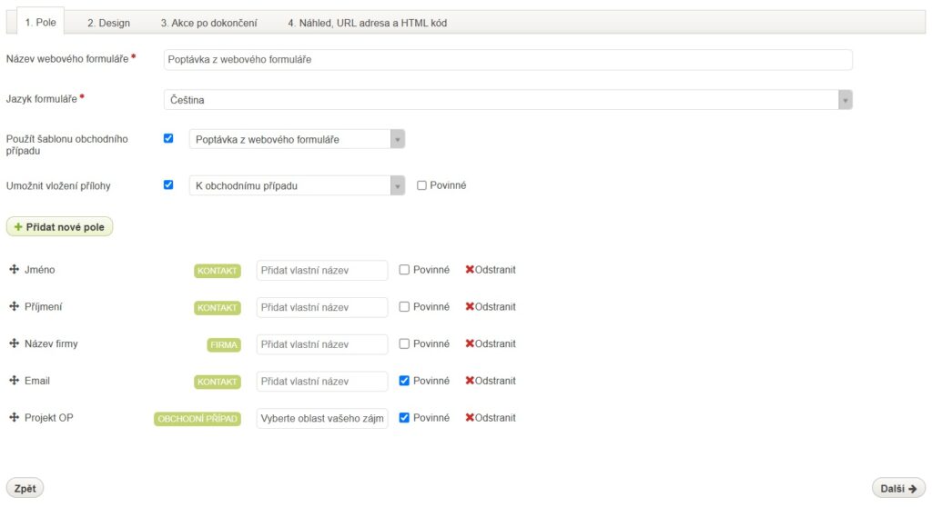 Nastaveni web form v&nbsp;Anabix CRM_prvni krok