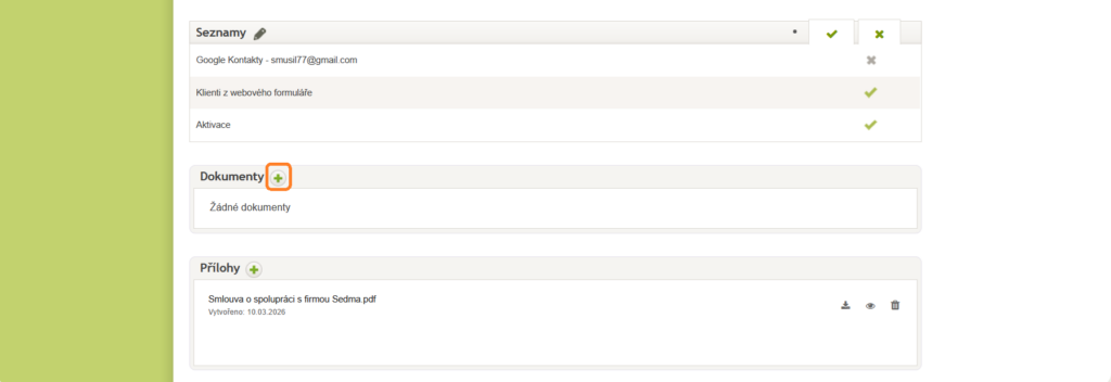 Vytvoření dokumentu v&nbsp;Anabix CRM